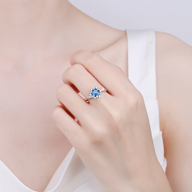 Moissanite Ring Newbie Snowflake Blue Enchantress 