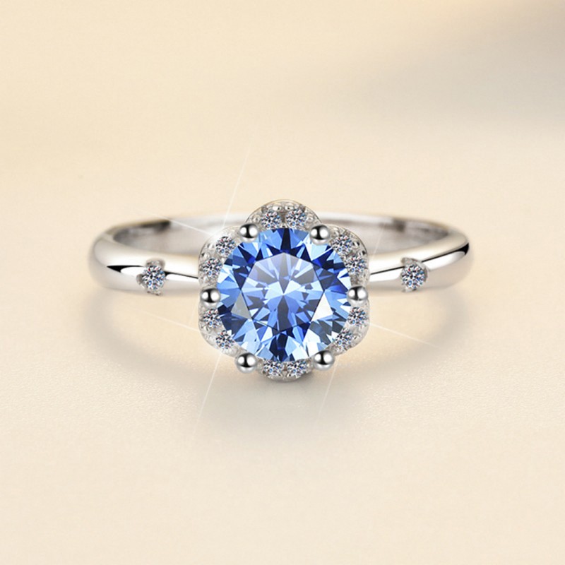 Moissanite Ring Blue Enchantress 