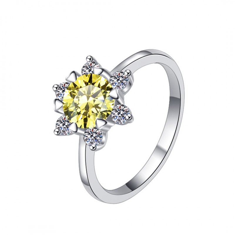 D Color Moissanite Ring 1 Carat Sunflower 