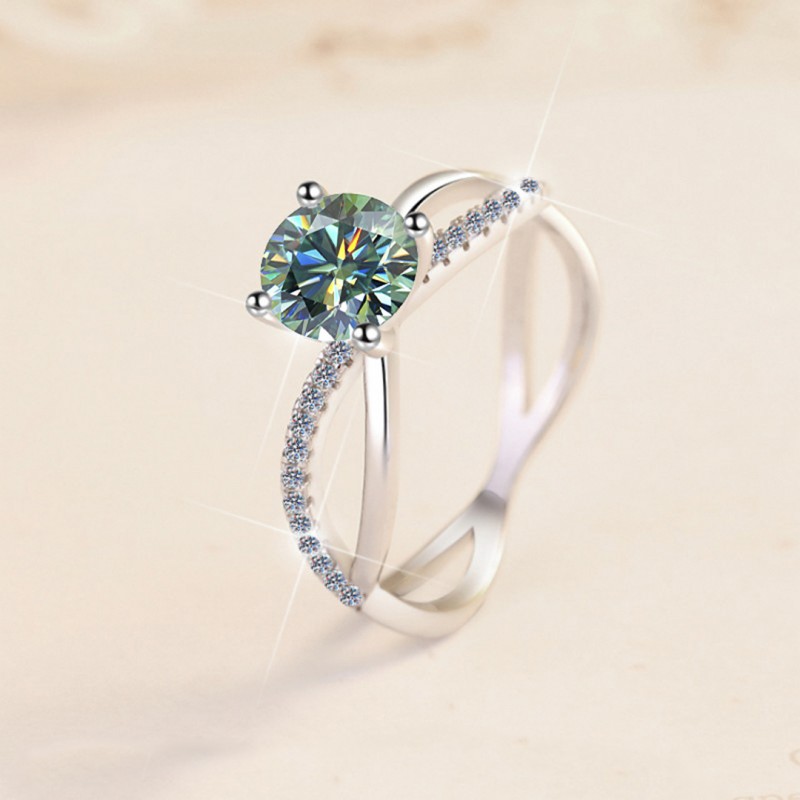 Green Moissanite Ring 1 Carat 