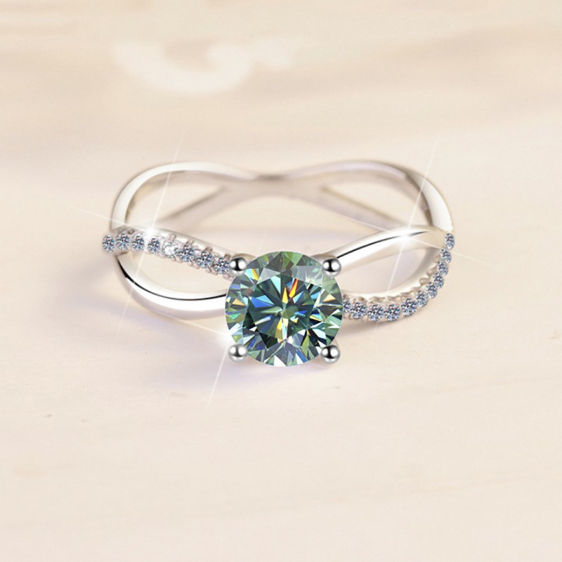 Green Moissanite Ring 1 Carat 