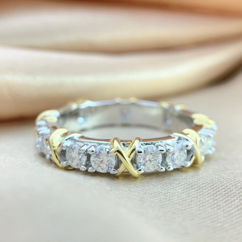 Rhombus Grid Full Diamond Moissanite Set Diamond Ring