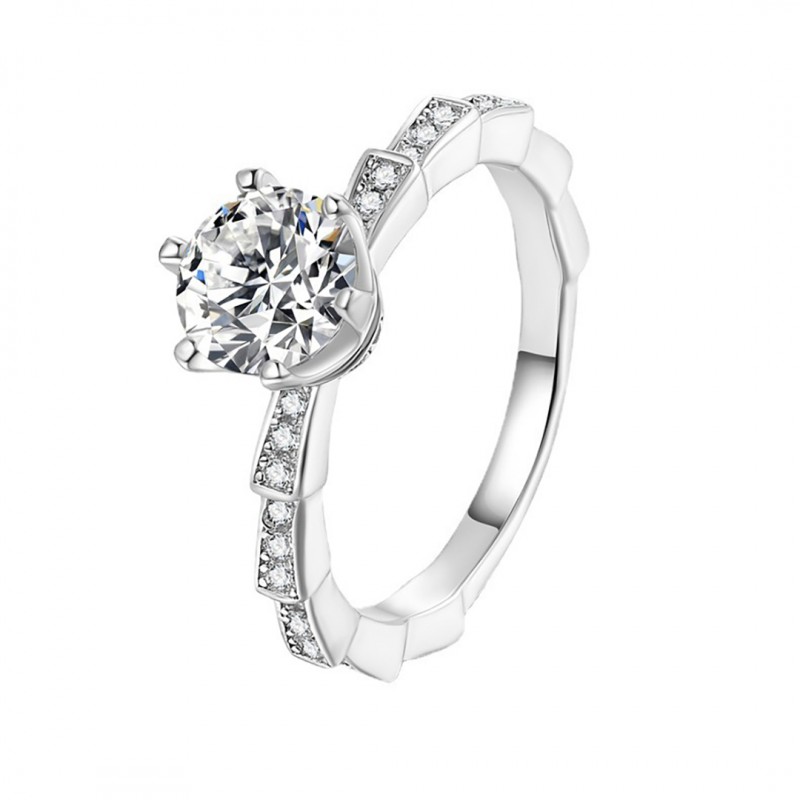 Six-Claw Serpent Ring Classic D Color One Carat Moissanite