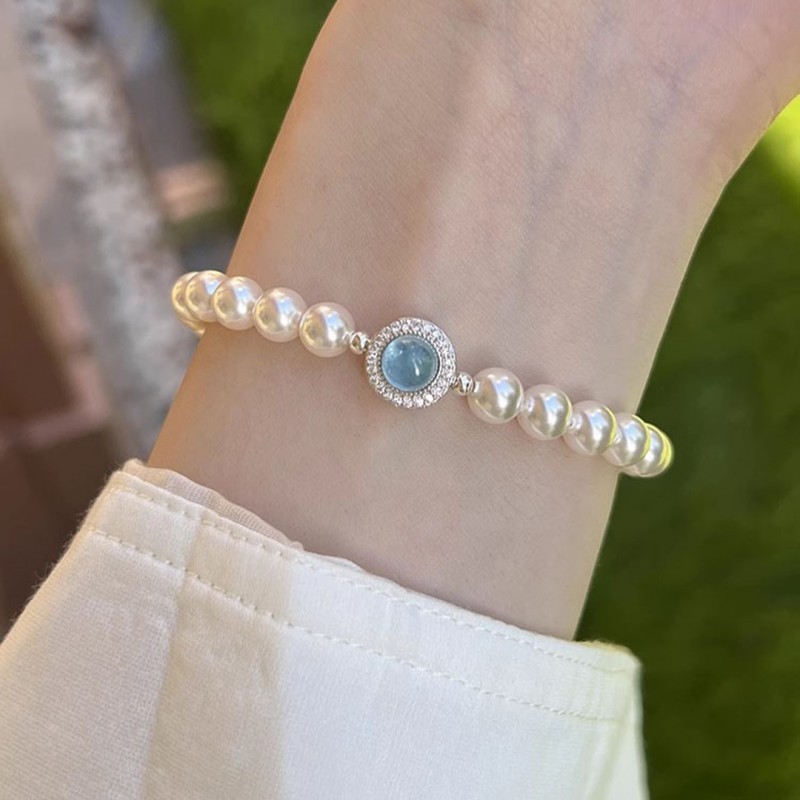 Natural Aquamarine and High-quality Pearl Bracelet with Exquisite Elegance