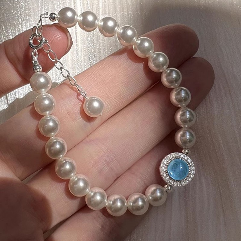 Natural Aquamarine and High-quality Pearl Bracelet with Exquisite Elegance