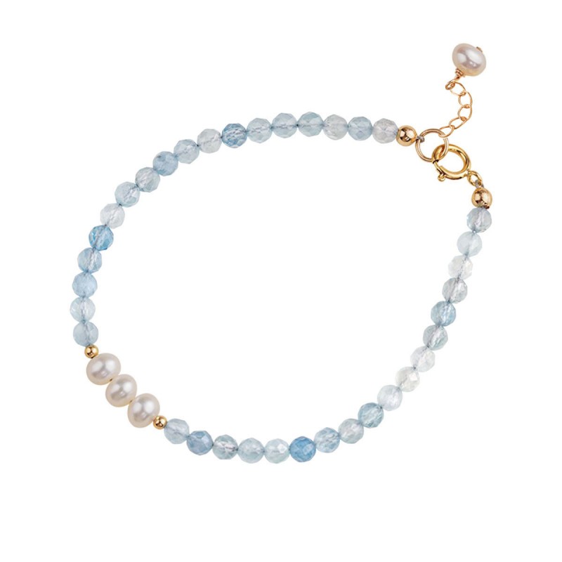 Natural Aquamarine Freshwater Pearl Bracelet