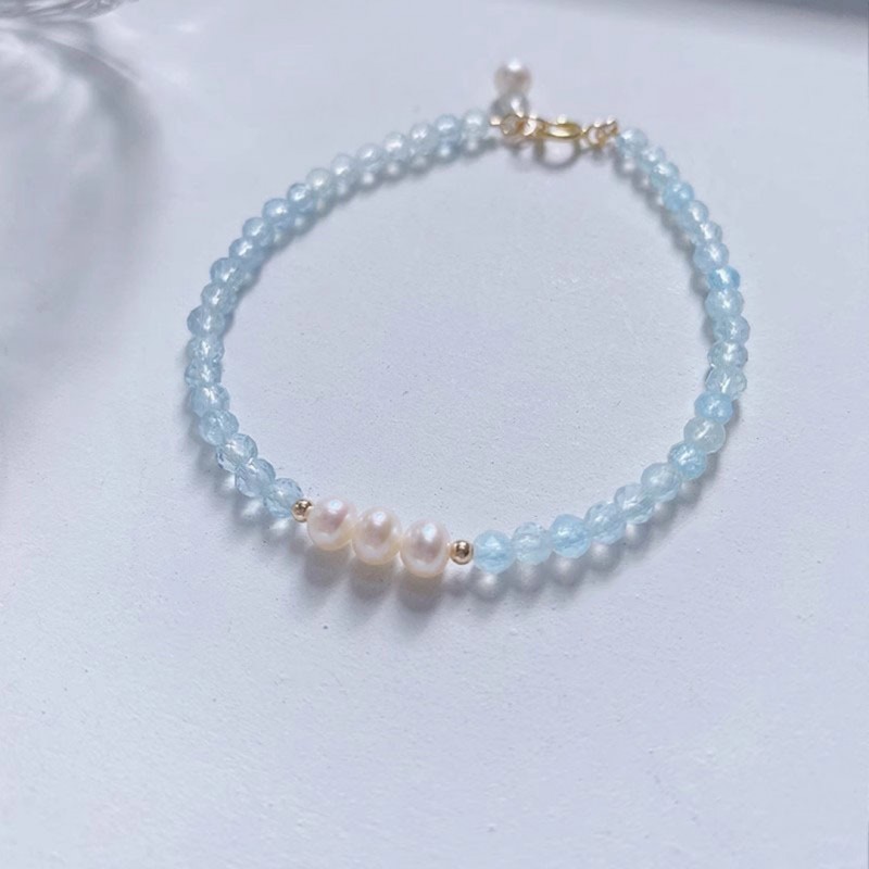 Natural Aquamarine Freshwater Pearl Bracelet