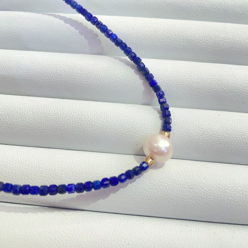 Blue Kyanite Freshwater Pearl Necklace