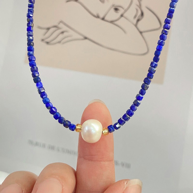 Blue Kyanite Freshwater Pearl Necklace