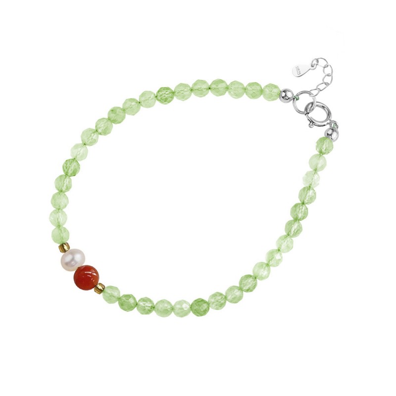 Freshwater Pearl Green Olivine Bracelet