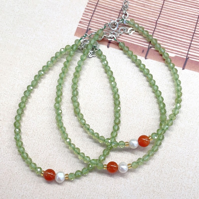 Freshwater Pearl Green Olivine Bracelet