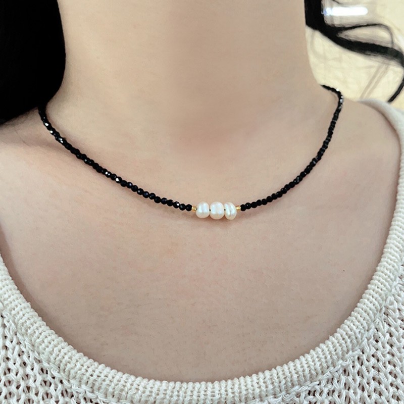 Black Onyx Freshwater Pearl Necklace