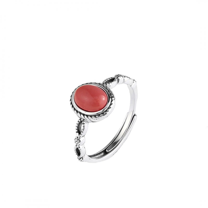 Fashion Vintage Red Agate Adjustable Ring