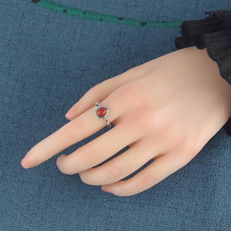 Fashion Vintage Red Agate Adjustable Ring