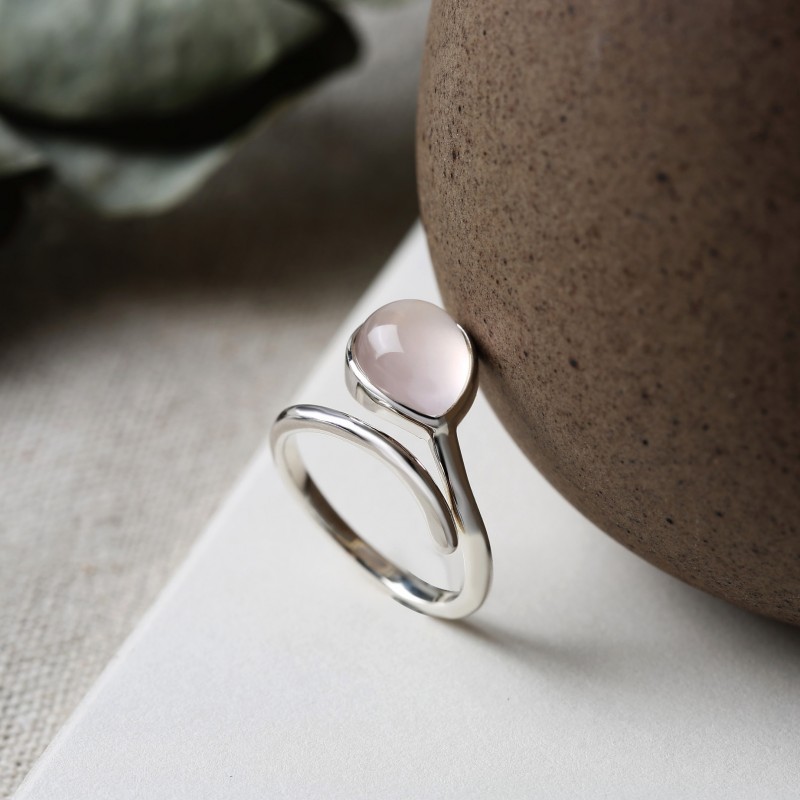 Natural Pink Crystal Gemstone Ring, Open-ended and Adjustable