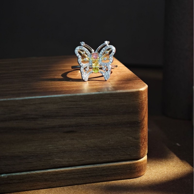 Tourmaline Butterfly Ring with Adjustable Open Band