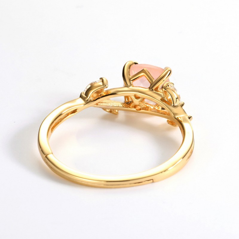 Natural Rose Quartz Adjustable Open Ring