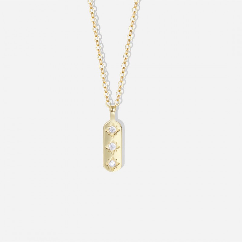 Geometric Long Tag Star Cubic Zirconia Necklace