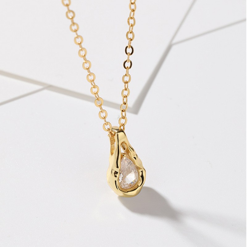 Teardrop Necklace, Light Luxury, Diamond-Set 