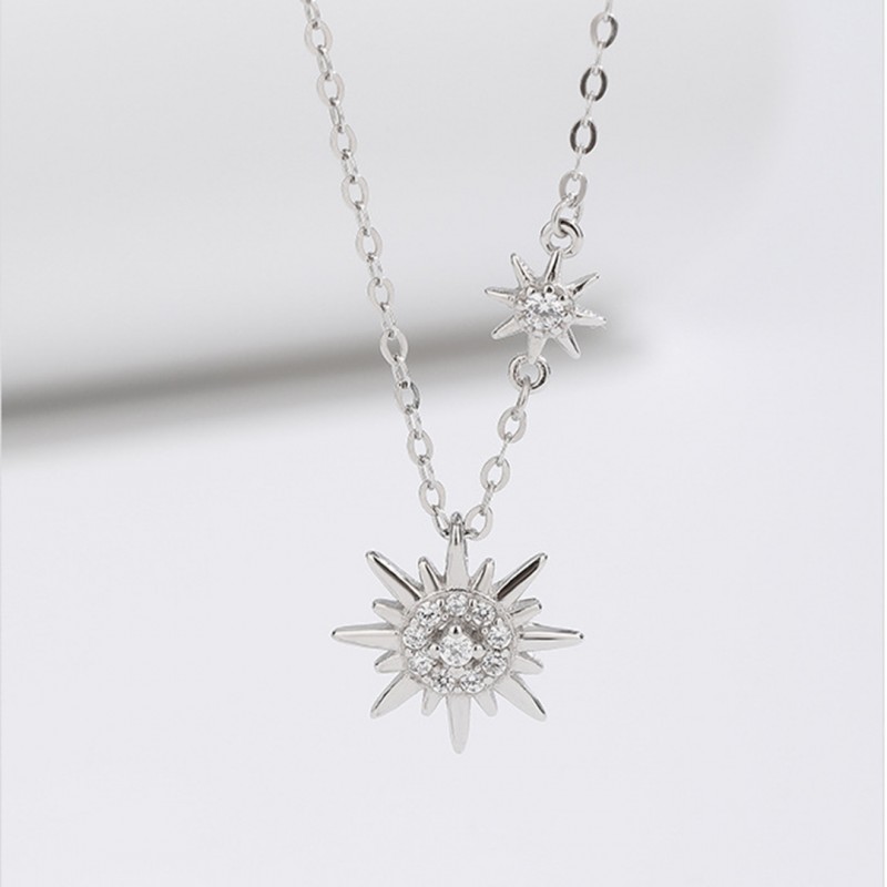 Light Luxury Niche Design Starburst Sunflower Hexagram Necklace