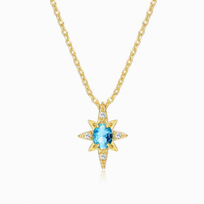 Eight-pointed Star Necklace with Cubic Zirconia