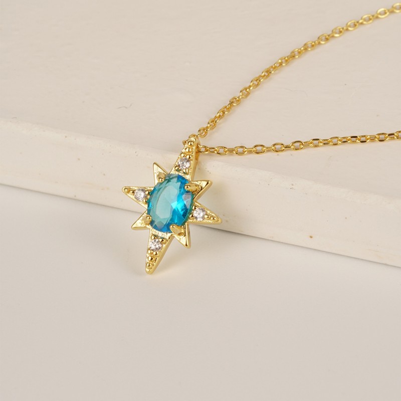 Eight-pointed Star Necklace with Cubic Zirconia