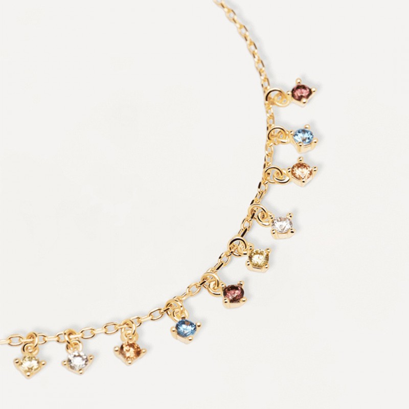 Colorful Gemstone Electroplated Collarbone Necklace