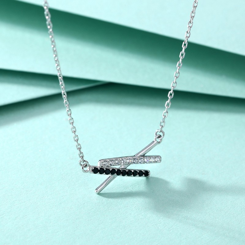 Black Zircon Pendant X Letter Necklace