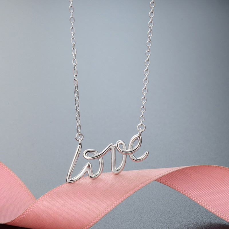 Silver English LOVE Necklace