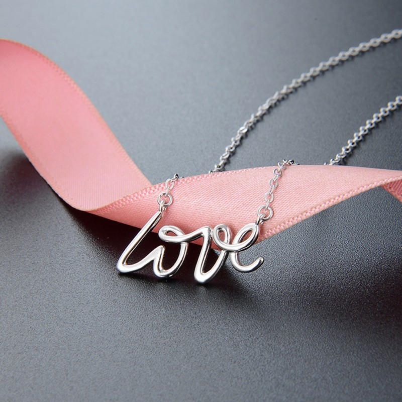 Silver English LOVE Necklace