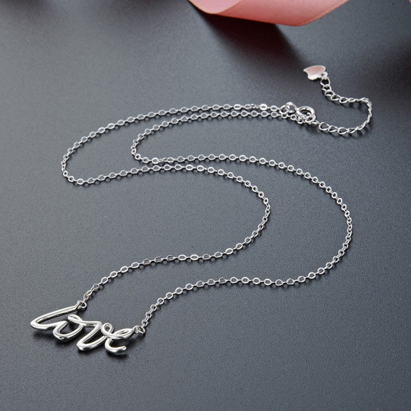 Silver English LOVE Necklace