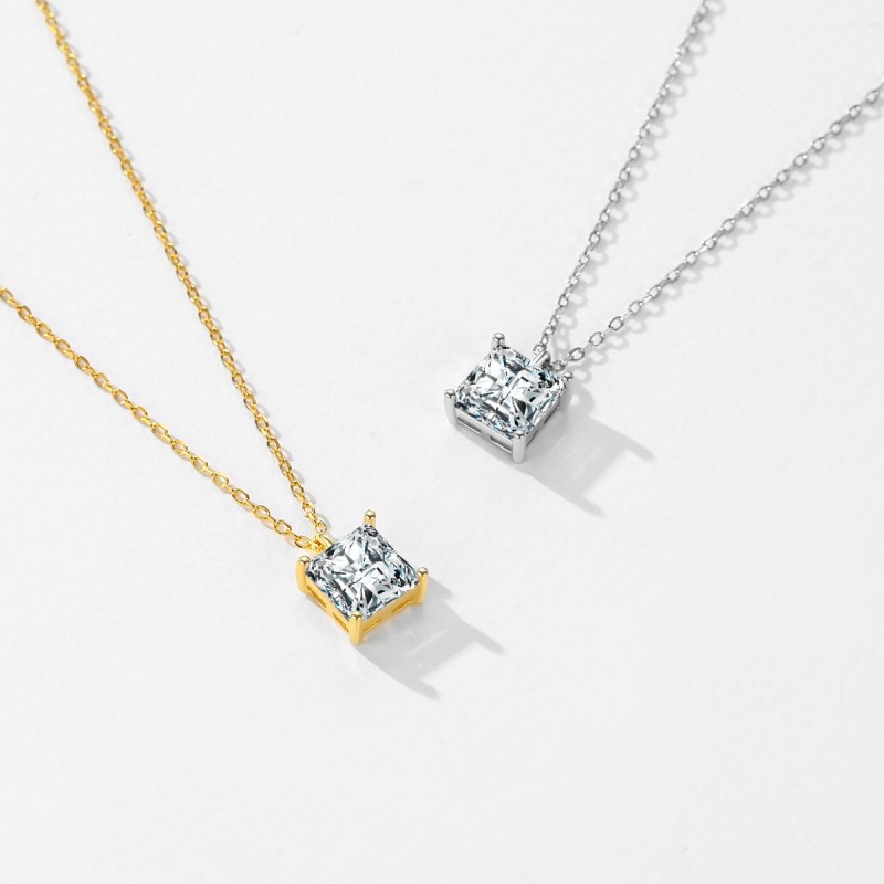 Super Sparkling Square Cubic Zirconia Necklace