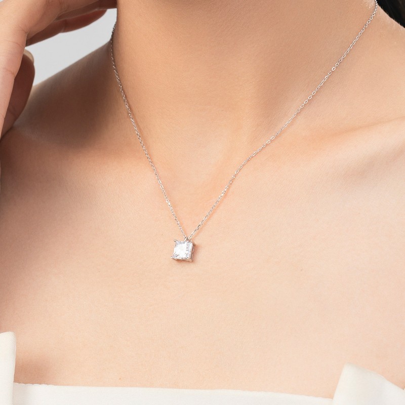 Super Sparkling Square Cubic Zirconia Necklace