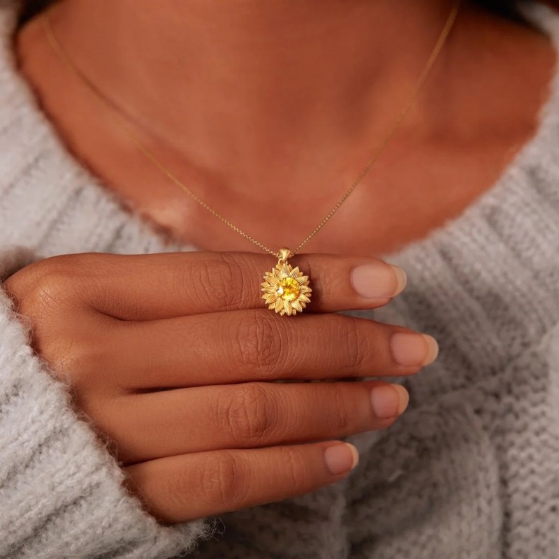 Sunflower Sterling Silver Necklace