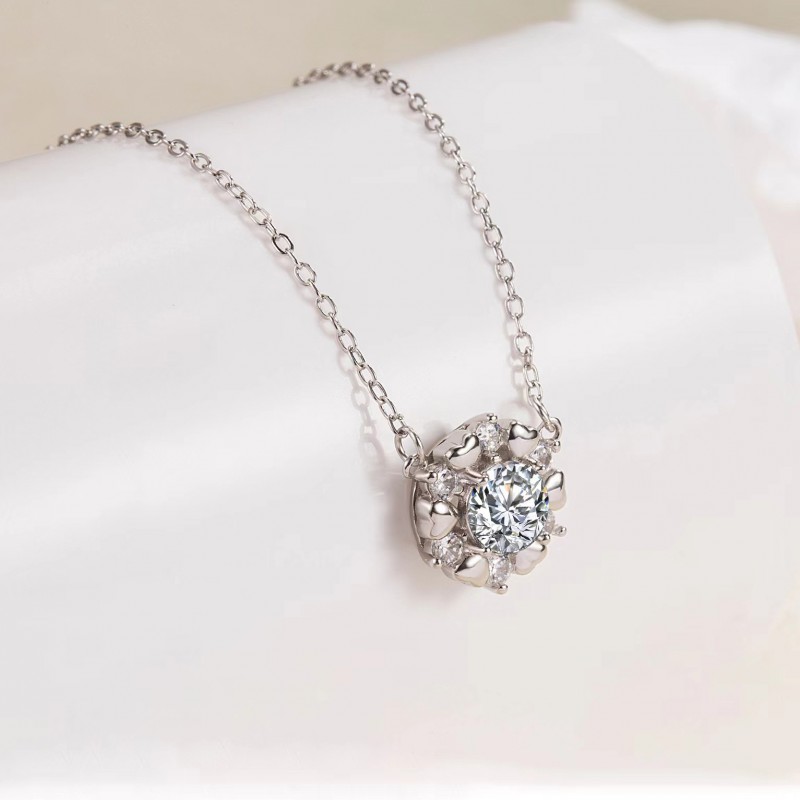 Moissanite Necklace Snowflake Pendant