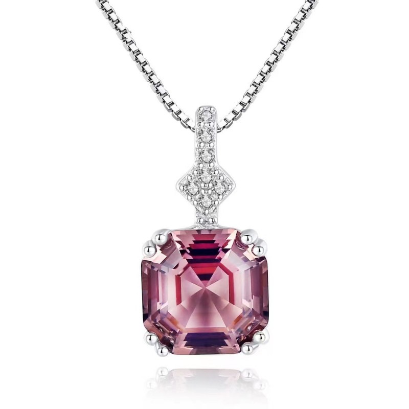 Square Necklace Morganite Pendant