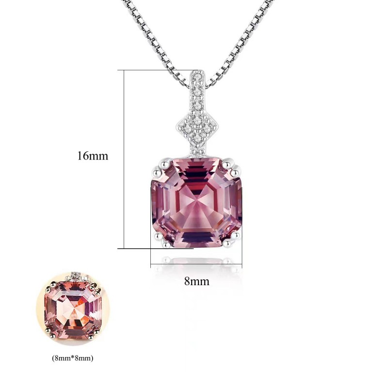 Square Necklace Morganite Pendant