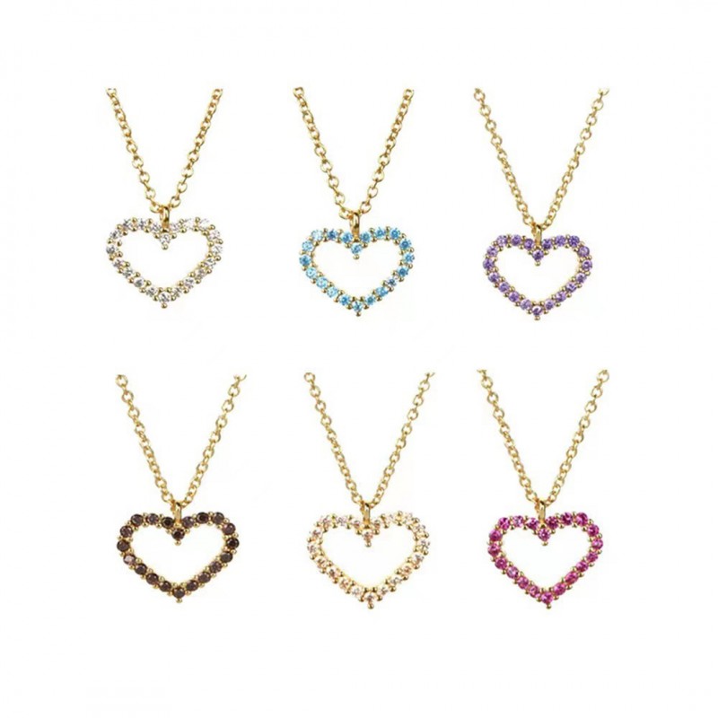 Full Diamond Heart Pendant Women's Clavicle Chain