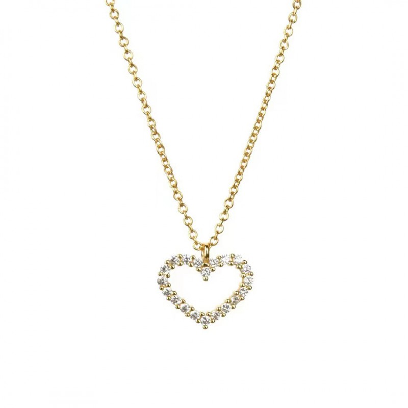 Full Diamond Heart Pendant Women's Clavicle Chain