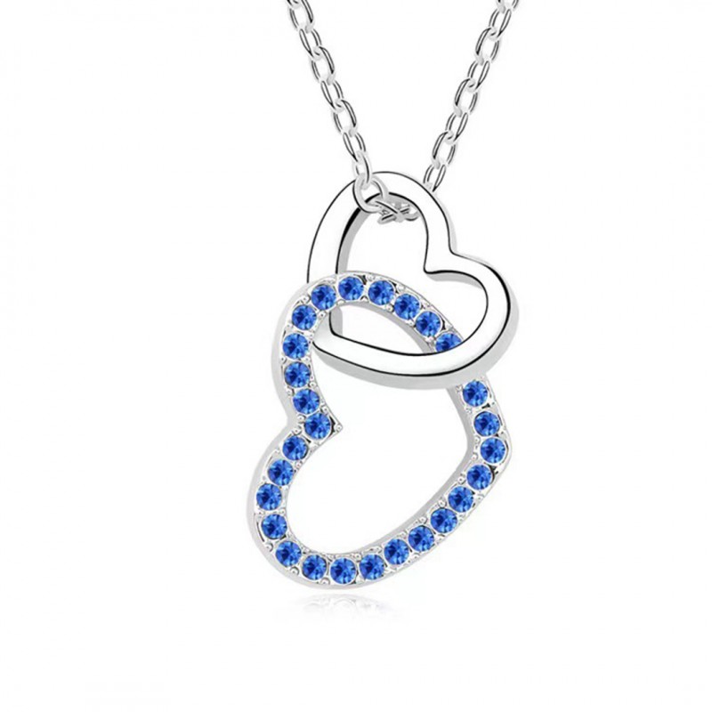 Double Heart Necklace Set with Diamonds