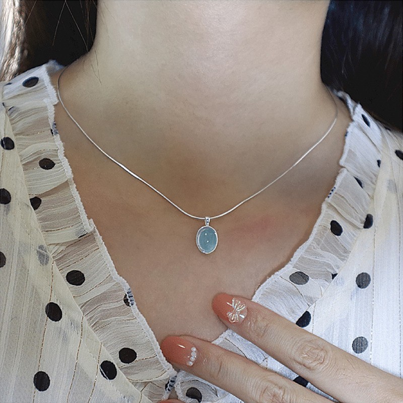 Synthetic Aquamarine Necklace - Simple and Unique