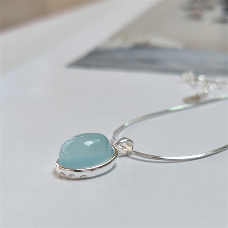 Synthetic Aquamarine Necklace - Simple and Unique