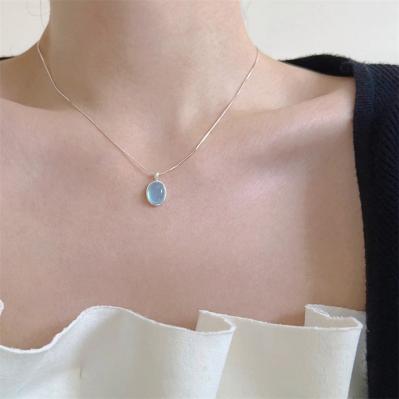 Synthetic Aquamarine Necklace - Simple and Unique