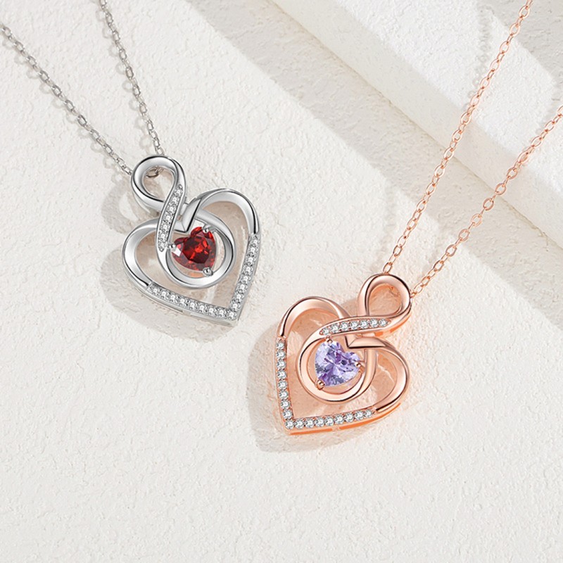 Number 8 Heart Necklace Women's Diamond-Set