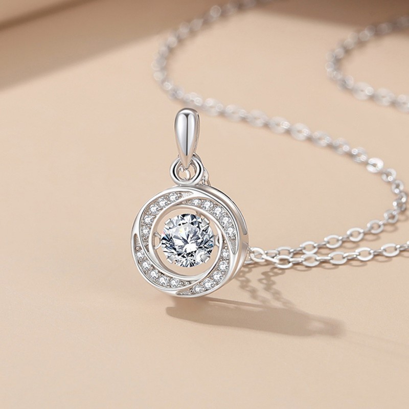 Geometric Circular Necklace Fully Diamond-Set