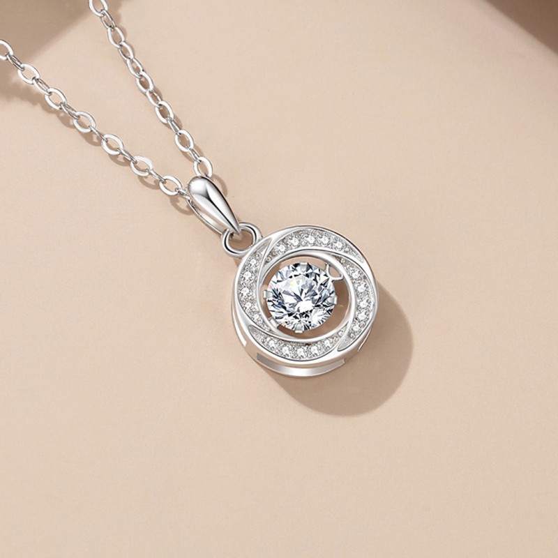 Geometric Circular Necklace Fully Diamond-Set