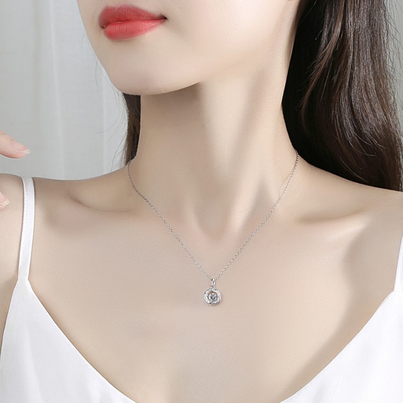 Geometric Circular Necklace Fully Diamond-Set