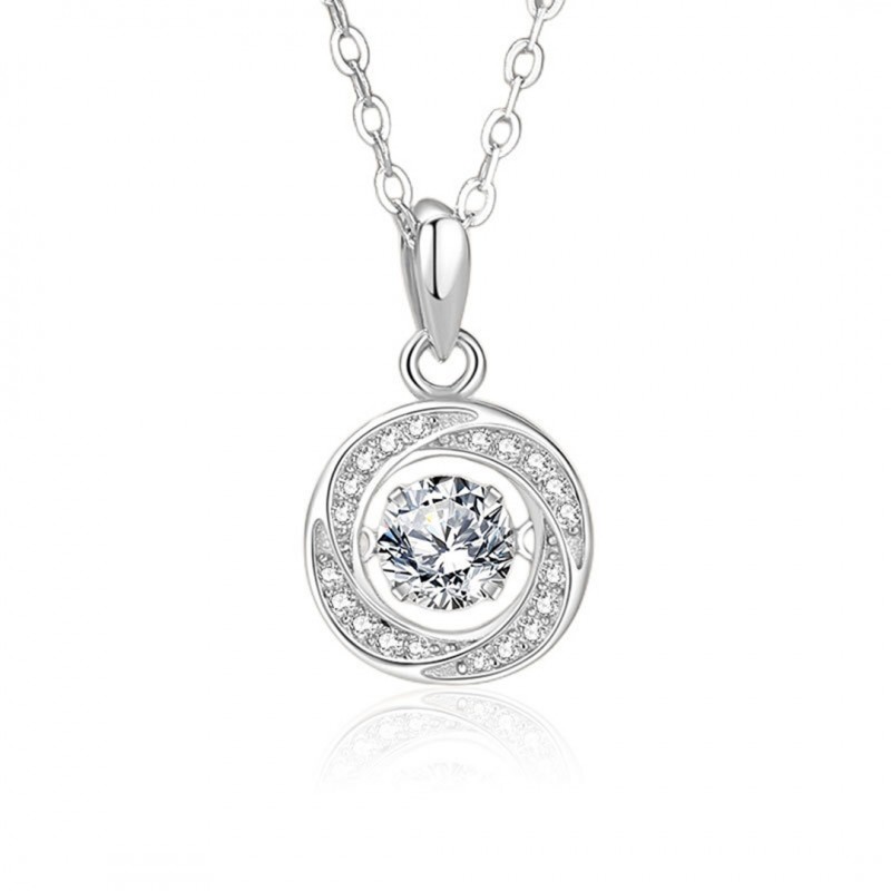 Geometric Circular Necklace Fully Diamond-Set