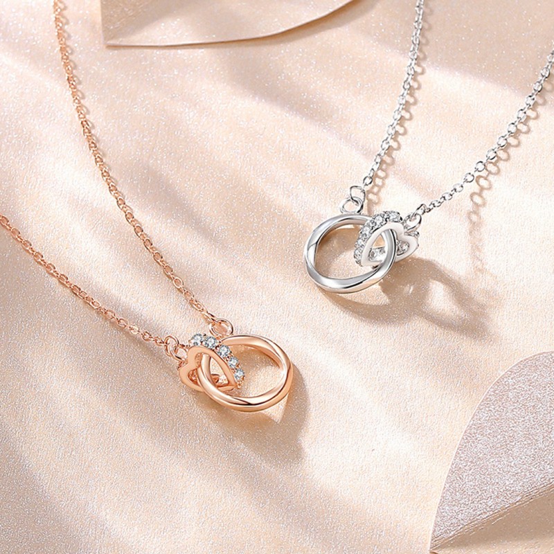 Möbius Double Loop Heart Niche Collarbone Chain