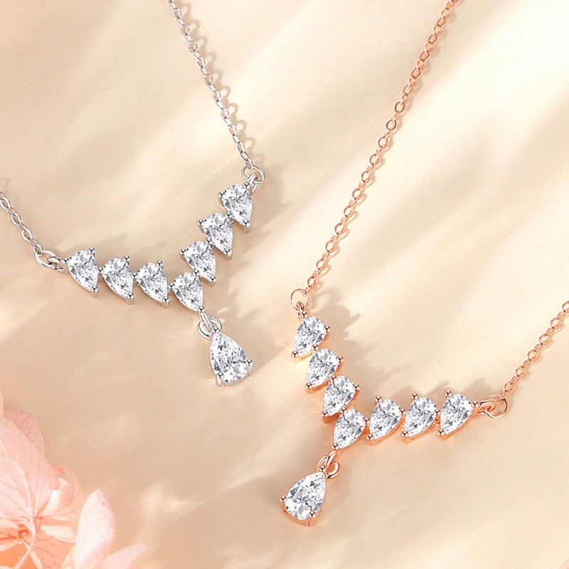 Versatile Wheat Droplet Set with Zircon Necklace 